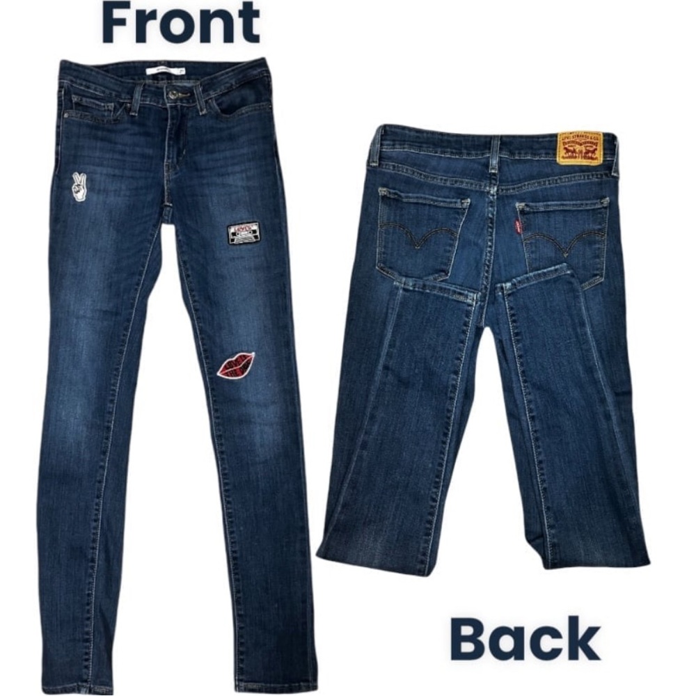 Vintage Levi 711Skinny patched jeans